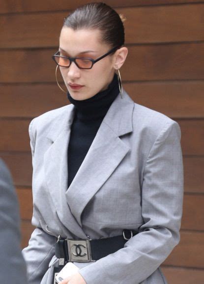 Bella Hadid Wears a Suit and Ali G Sunglasses 